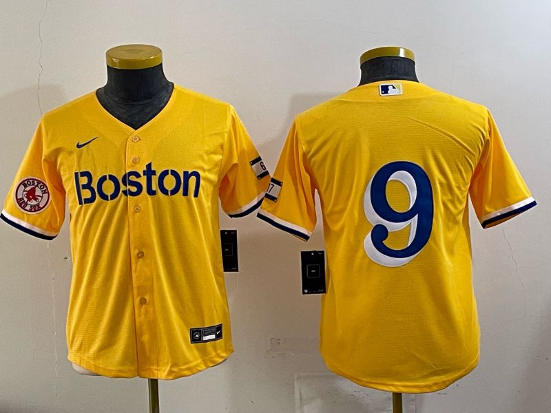 Youth 2025 Boston Red Sox 9 No Name Yellow Nike MLB Jersey 06